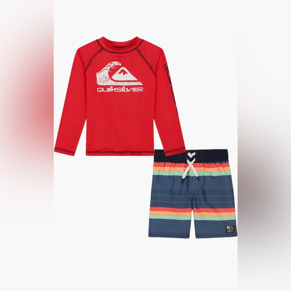 Quicksilver Toddler Boys 2 piece rash guard set| size: 2T